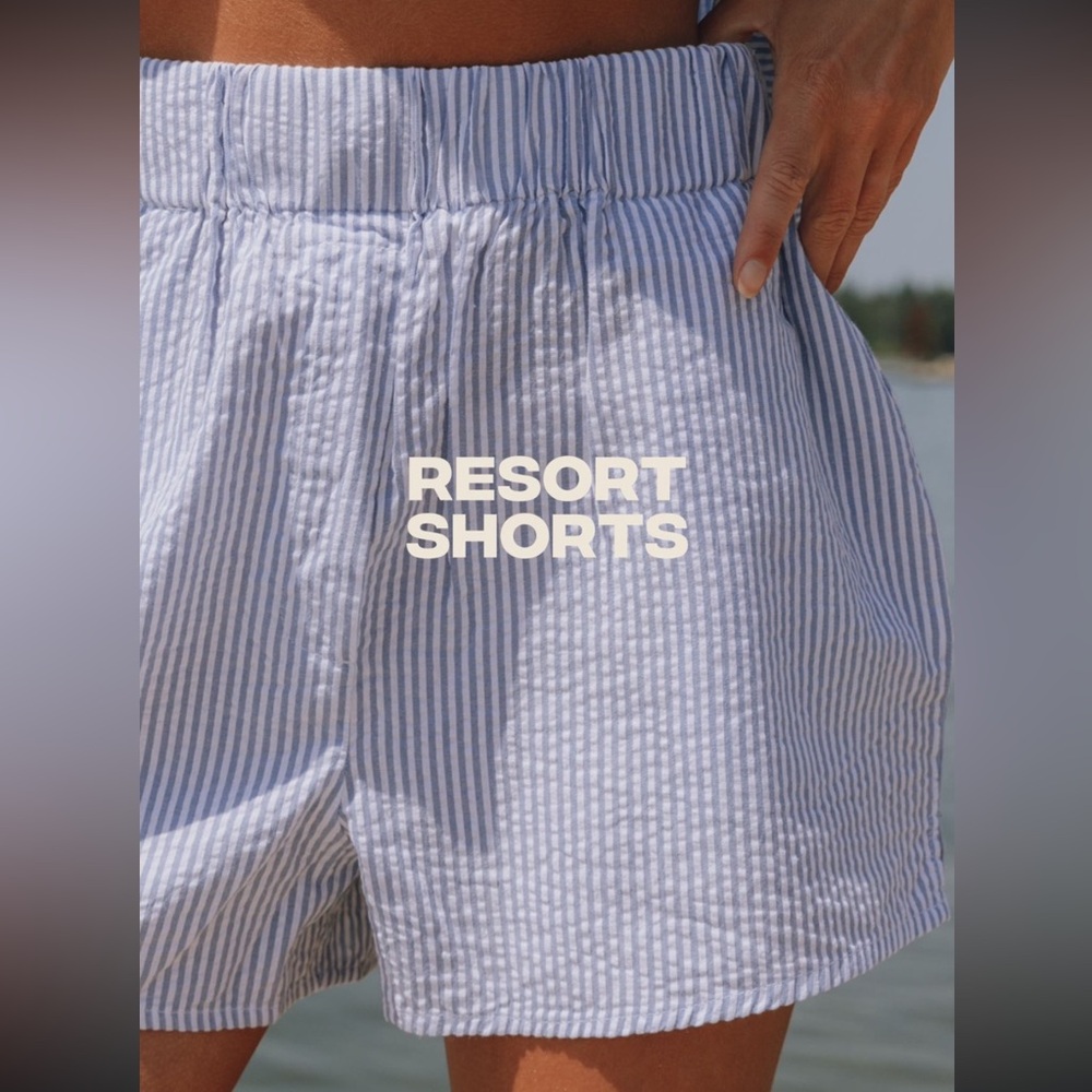 Daily Drills Seersucker Resort Shorts - Light Blue/White Stripe - Medium